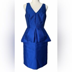 Lela Rose Royal Blue Peplum Midi Dress